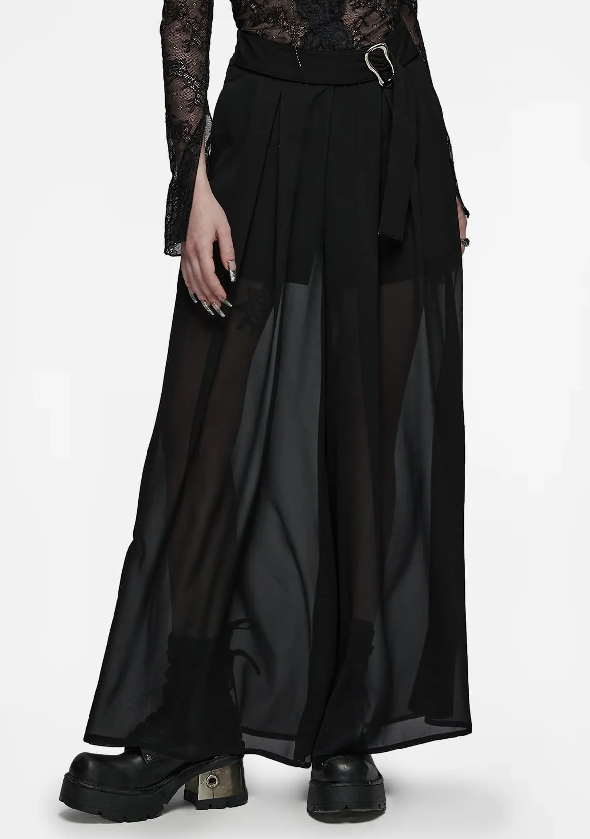 Gothic Elegance Chiffon Pant-Skirt sold by Shasilo Goth