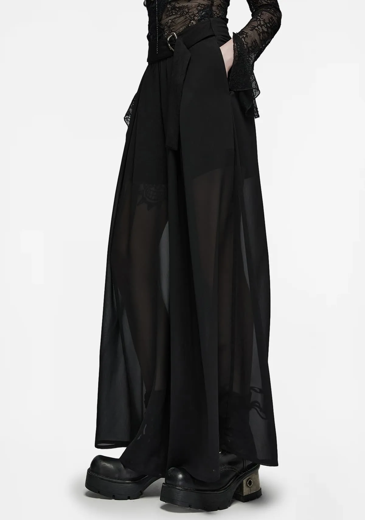 Gothic Elegance Chiffon Pant-Skirt sold by Shasilo Goth product image thumbnail 3