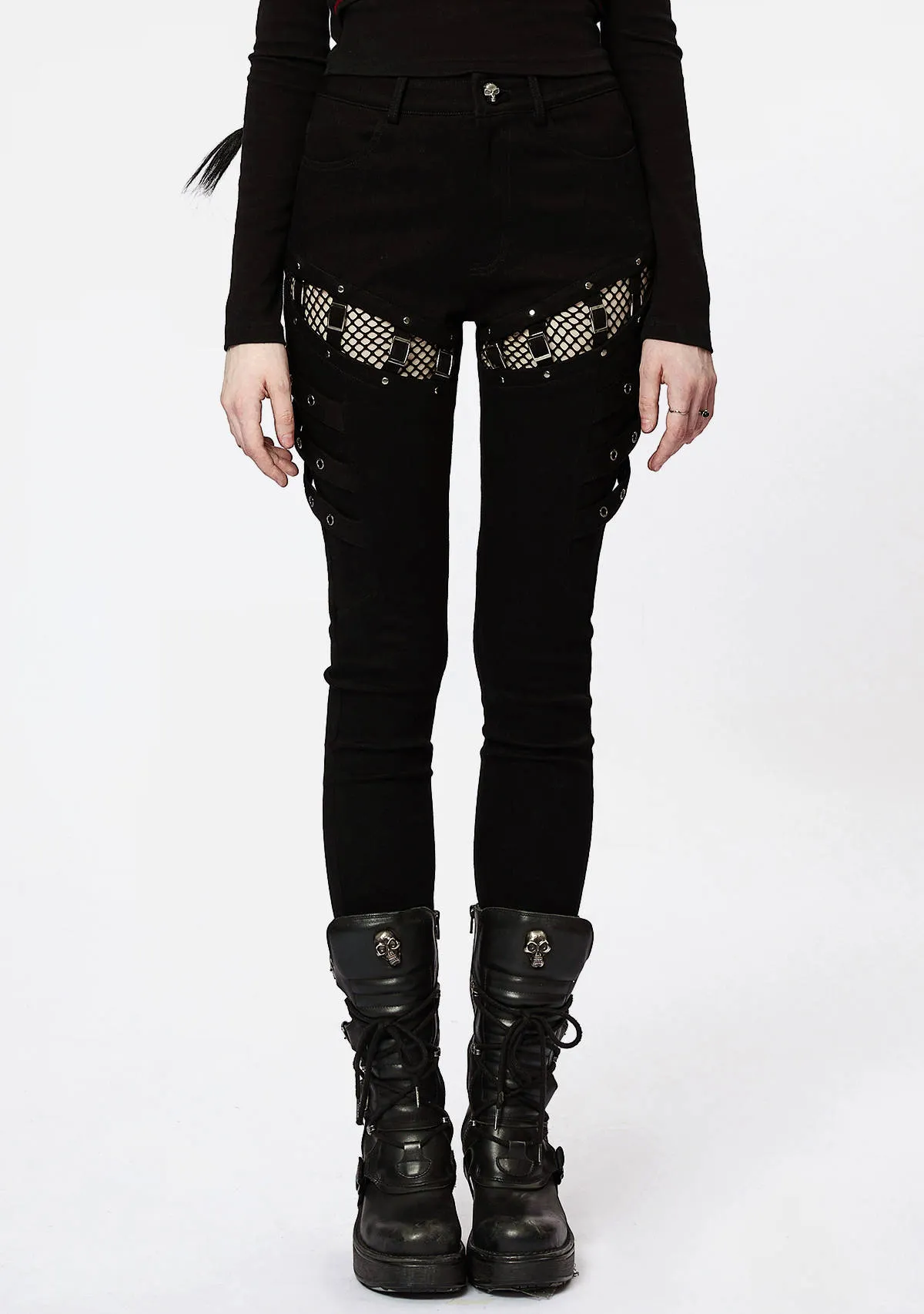 Punk Tight Long Pants sold by Shasilo Goth product image thumbnail 3