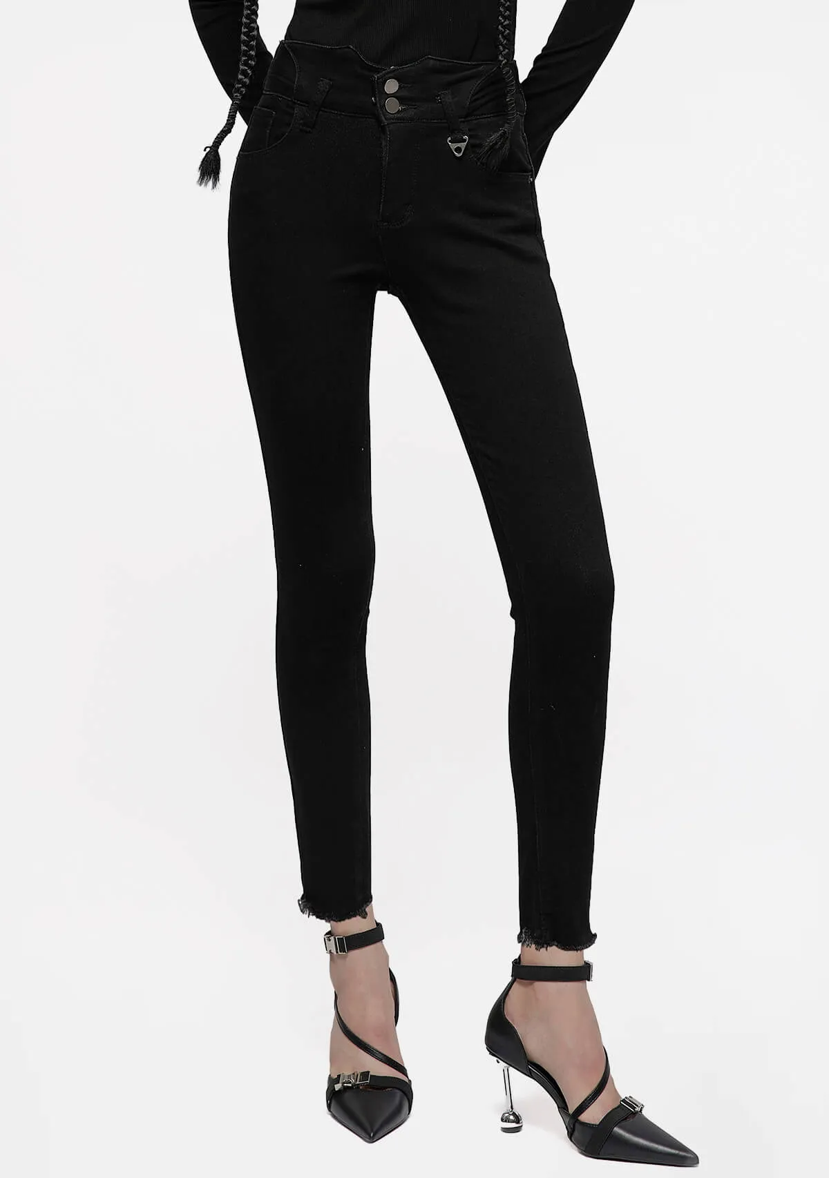 Punk Tight Fit Denim Pants sold by Shasilo Goth