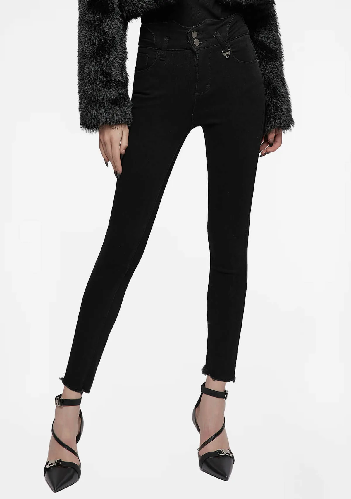 Punk Tight Fit Denim Pants sold by Shasilo Goth product image thumbnail 5