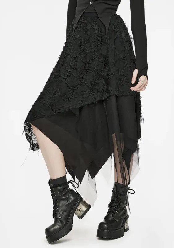 Gothic Dry Butterfly Asymmetrical Half Skirt sold by Shasilo Goth