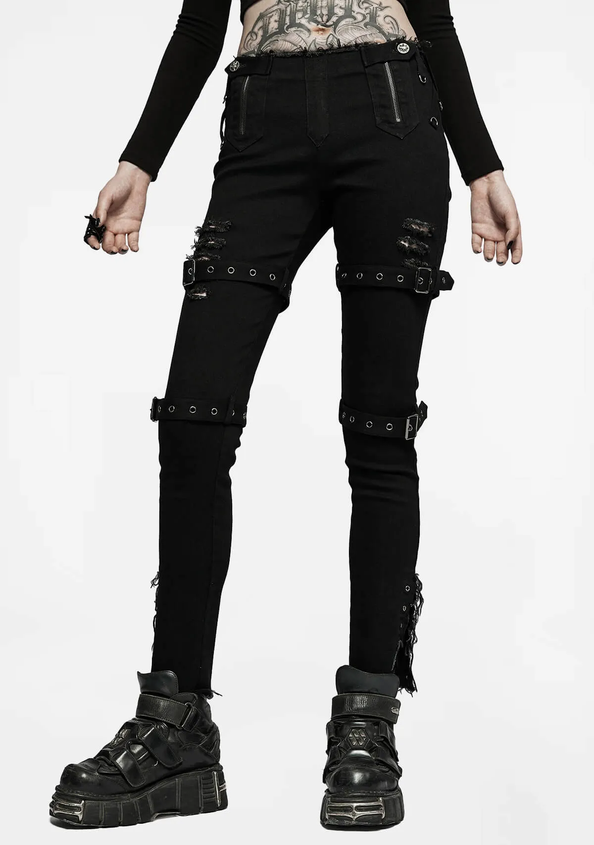 Punk Handsome Low Waist Tight Fit Pants sold by Shasilo Goth