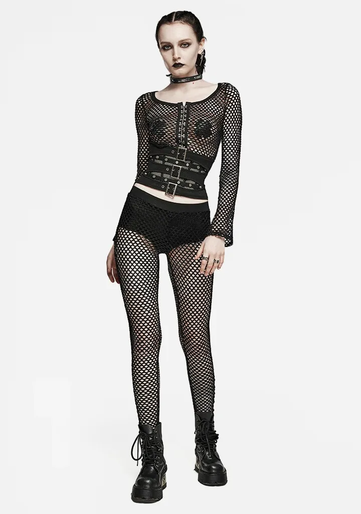 Punk Revolt Ripple Tie-Dyed Mesh Leggings sold by Shasilo Goth product image thumbnail 5