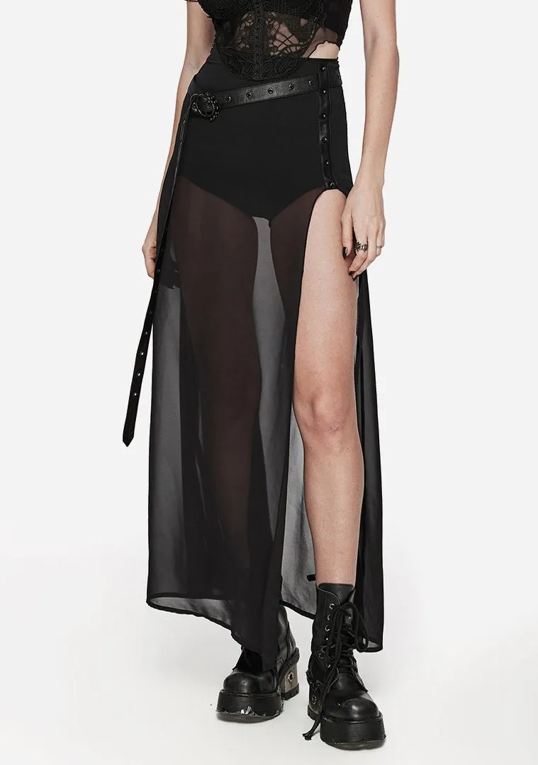 Gothic A-Line Slit Maxi Skirt sold by Shasilo Goth product image thumbnail 4