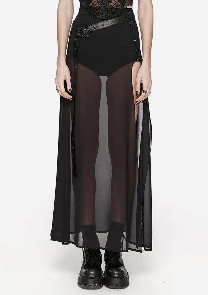 Gothic A-Line Slit Maxi Skirt sold by Shasilo Goth