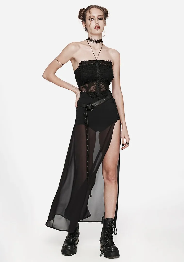 Gothic A-Line Slit Maxi Skirt sold by Shasilo Goth product image thumbnail 5