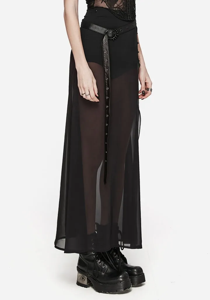 Gothic A-Line Slit Maxi Skirt sold by Shasilo Goth product image thumbnail 2