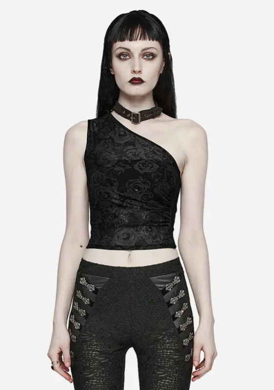 Gothic Enchantress Asymmetric Mesh Top sold by Shasilo Goth