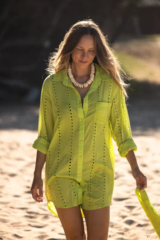 Positano Shirt Dress - Chartreuse sold by Sitano