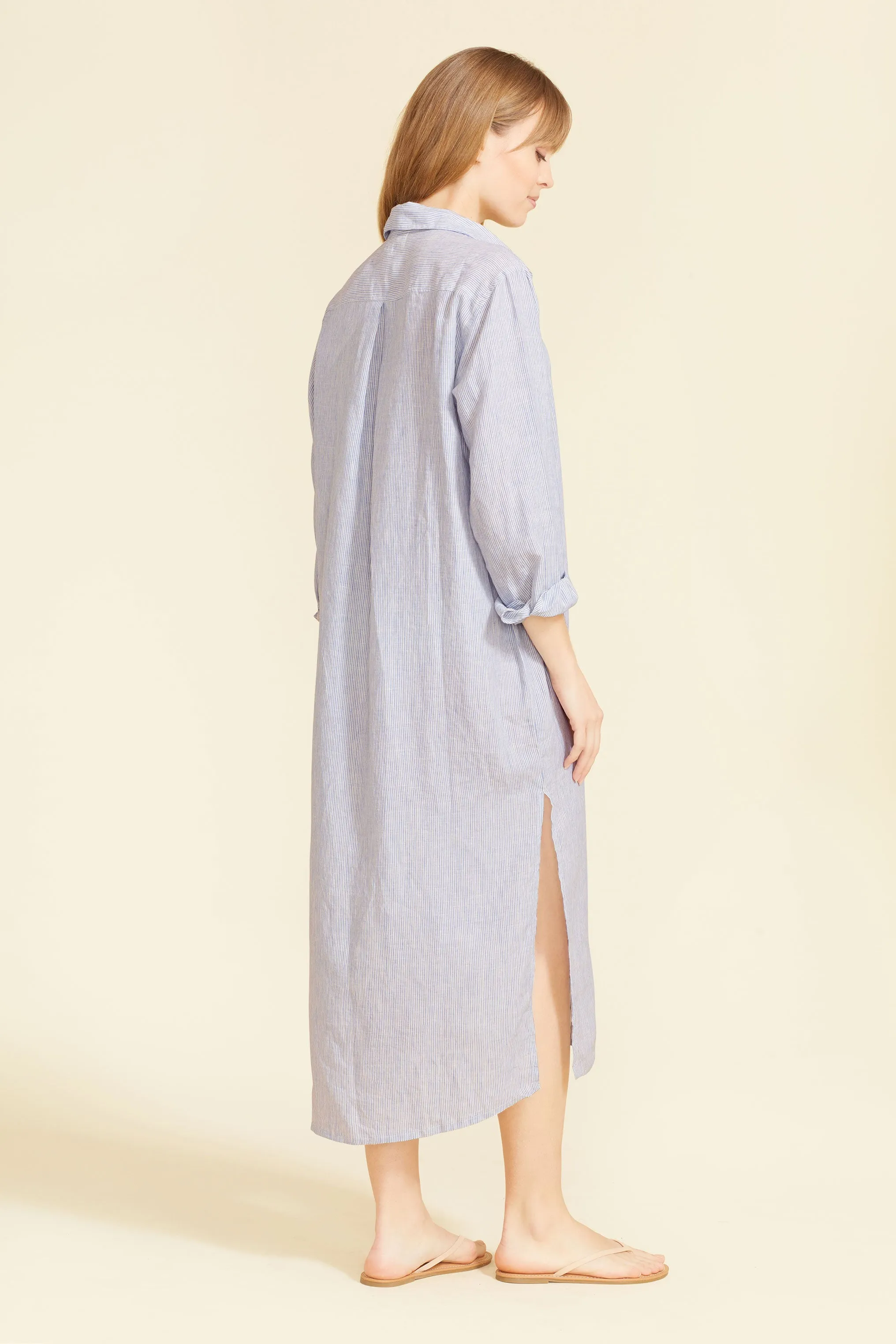 Lido Midi Shirt Dress - Light Blue Stripes sold by Sitano product image thumbnail 5