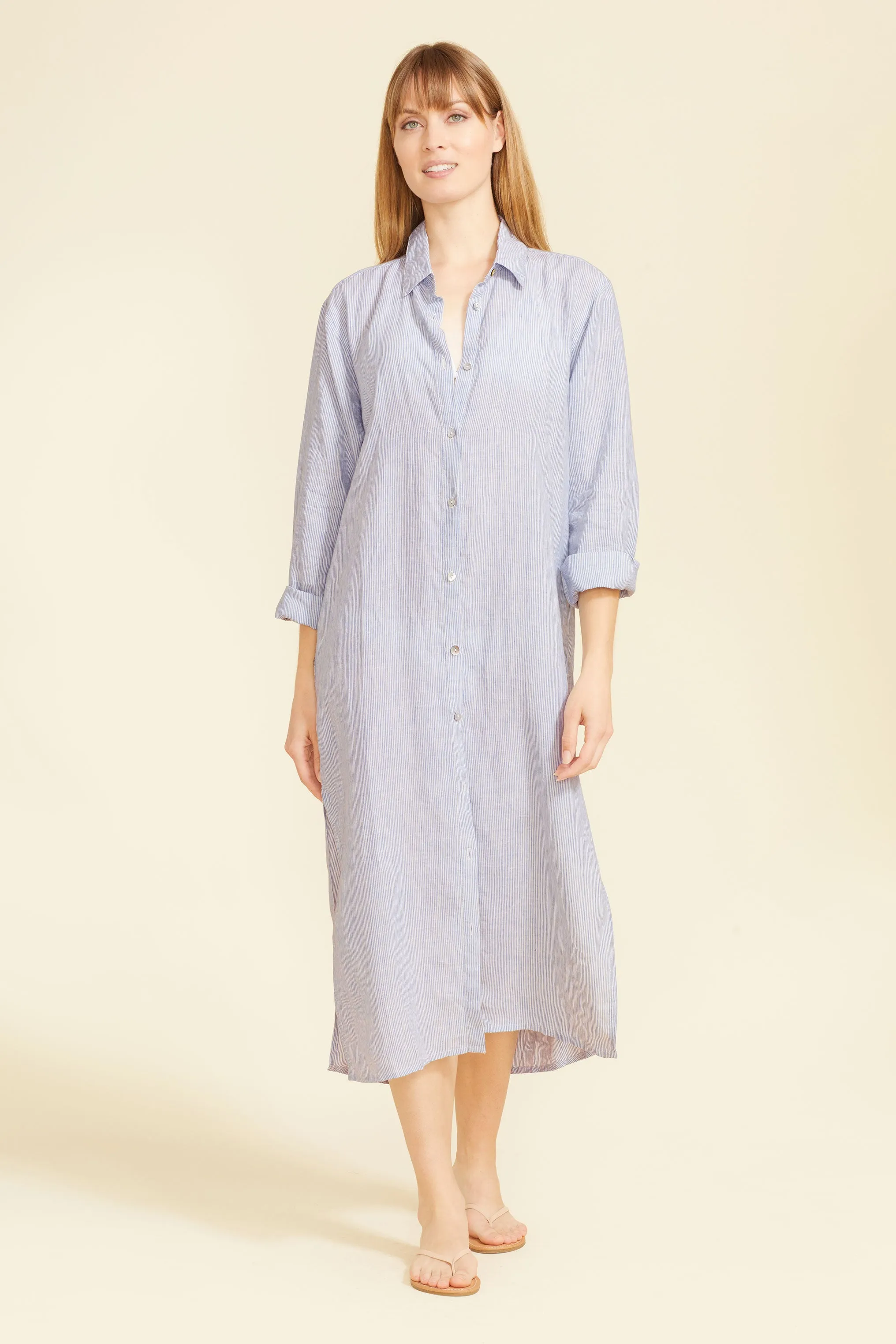 Lido Midi Shirt Dress - Light Blue Stripes sold by Sitano product image thumbnail 2