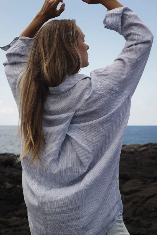 Lido Shirt Dress - Light Blue Stripes sold by Sitano