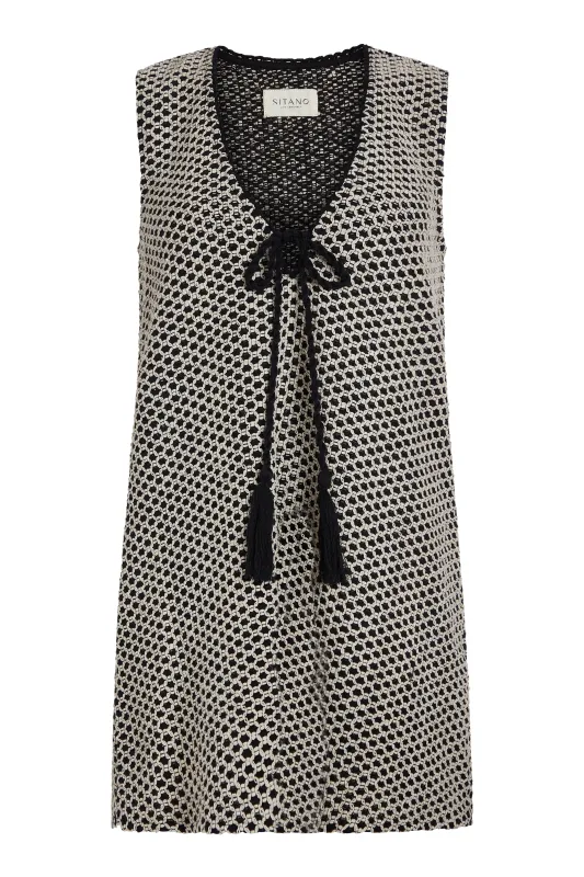 Sorrento Short Dress - Black and Cream made by Sitano