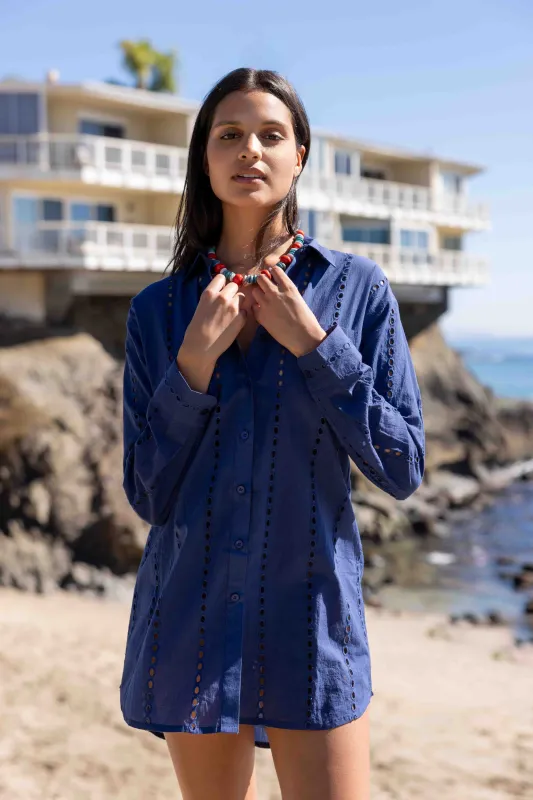 Positano Shirt Dress - Navy sold by Sitano