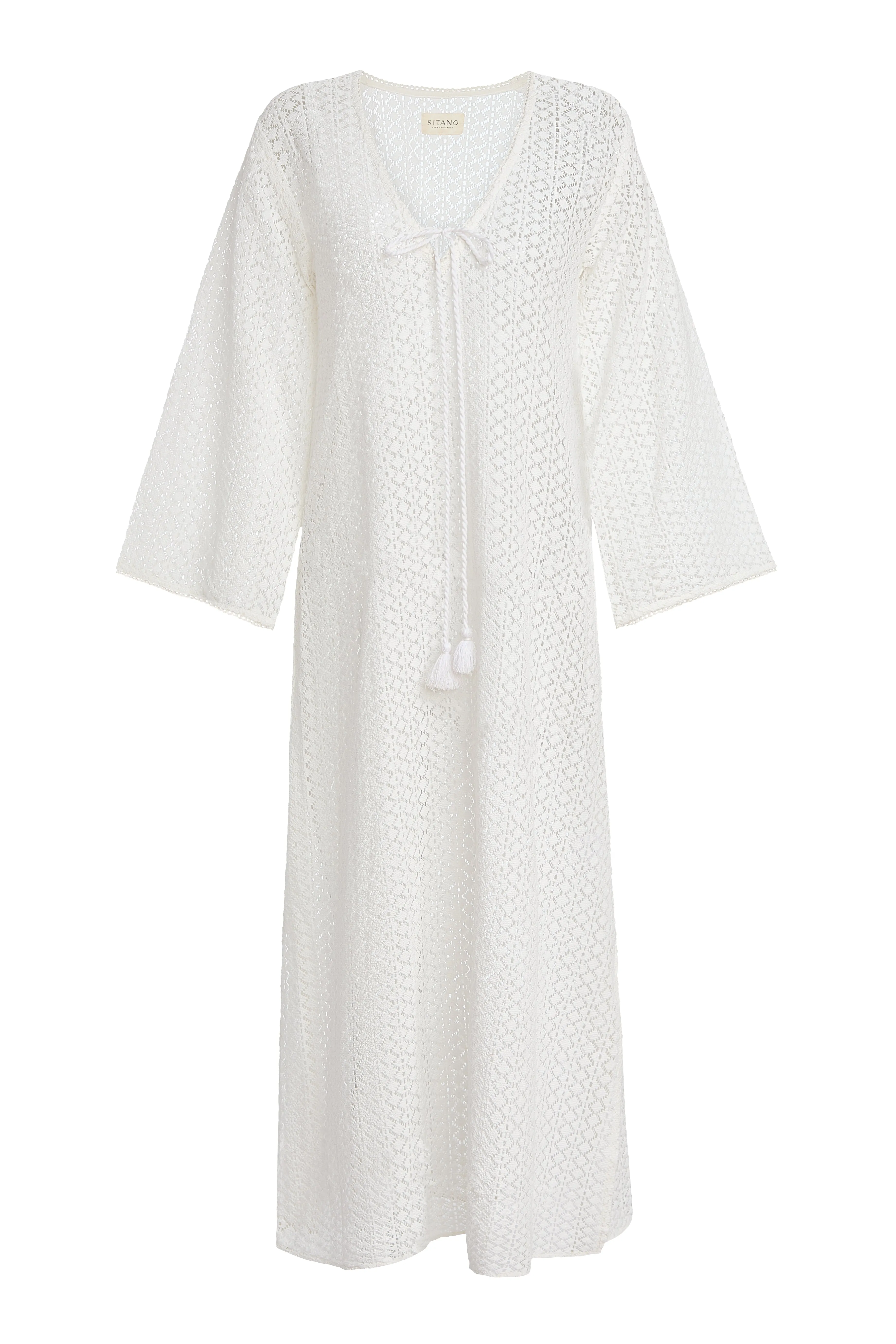 Sorrento Bell Sleeve Maxi Dress - Aria Fabric in White sold by Sitano product image thumbnail 5