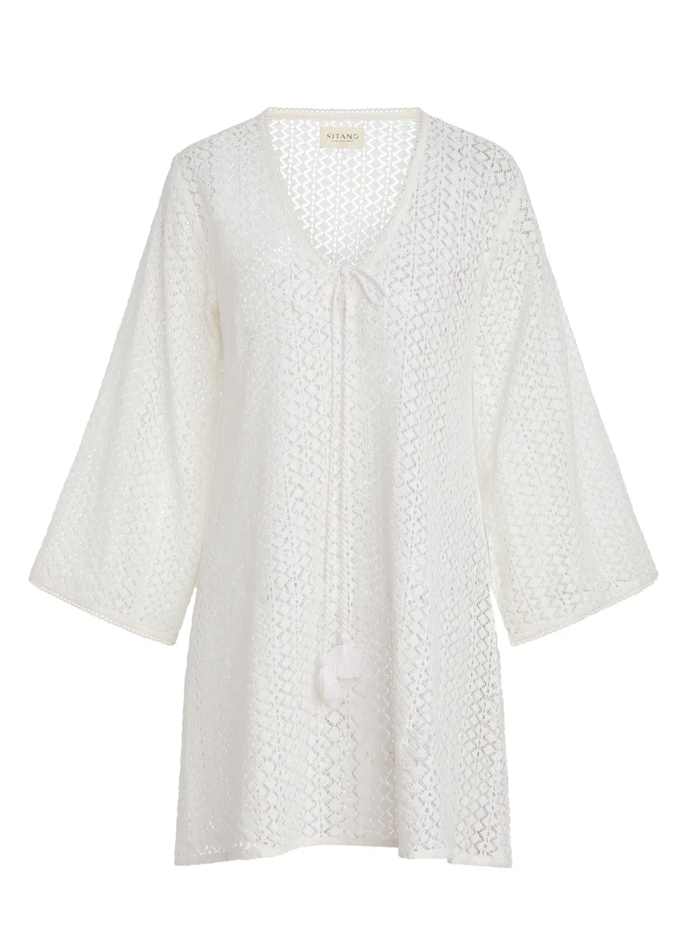 Sorrento Bell Sleeve Dress - Aria Fabric in White sold by Sitano product image thumbnail 5