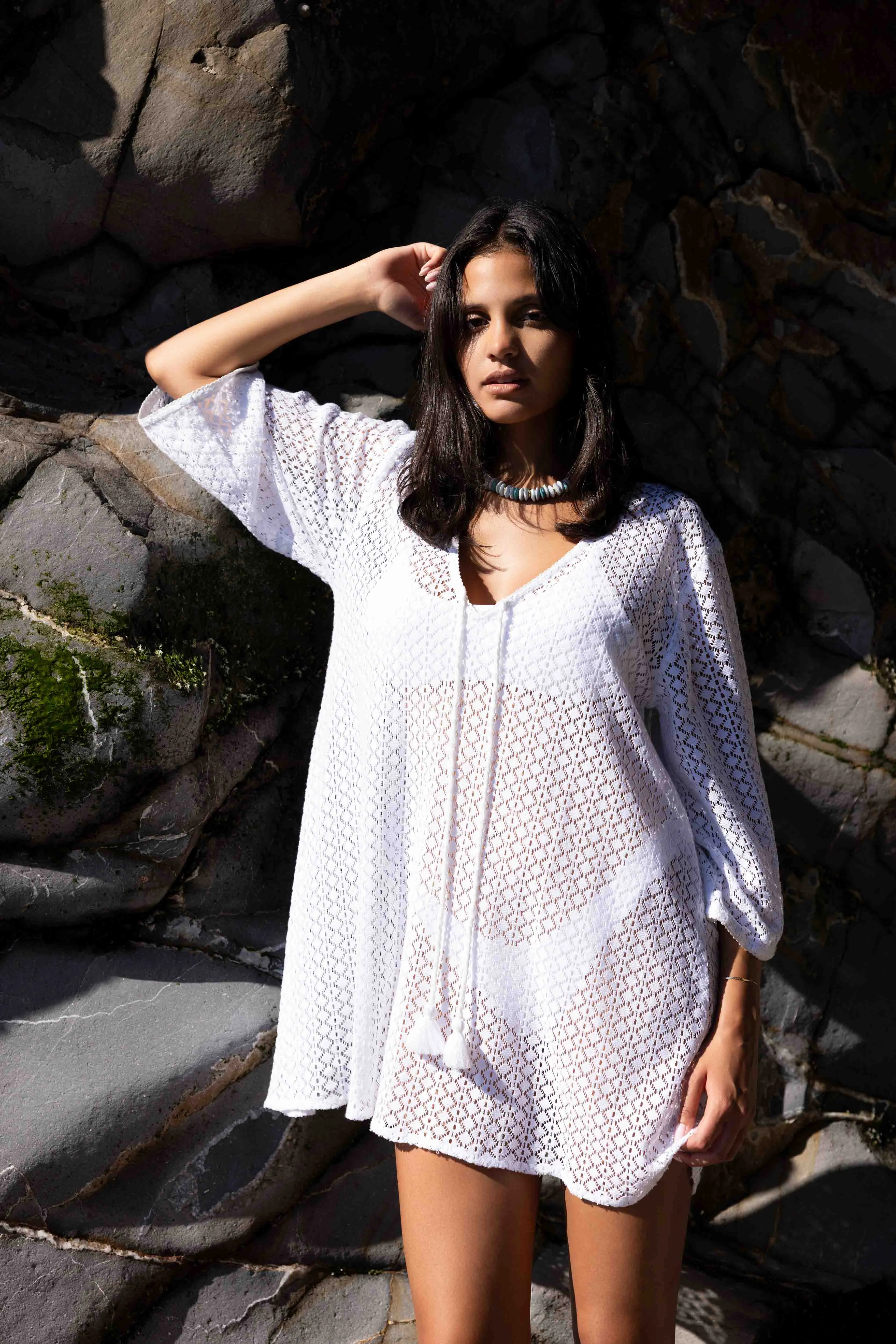 Sorrento Bell Sleeve Dress - Aria Fabric in White sold by Sitano product image thumbnail 2