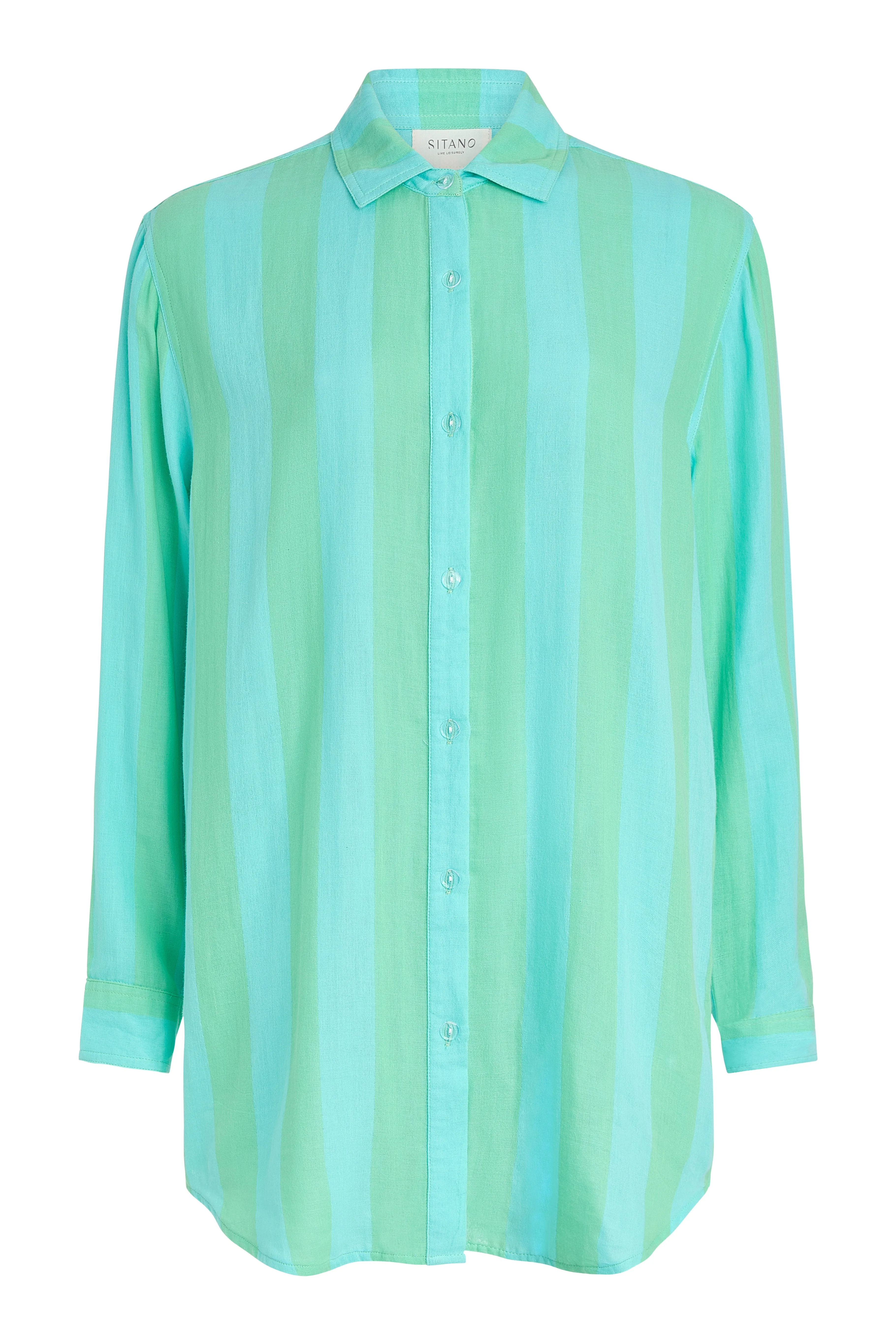 Positano Shirt Dress - Blue/Green Cabana Stripes sold by Sitano product image thumbnail 3
