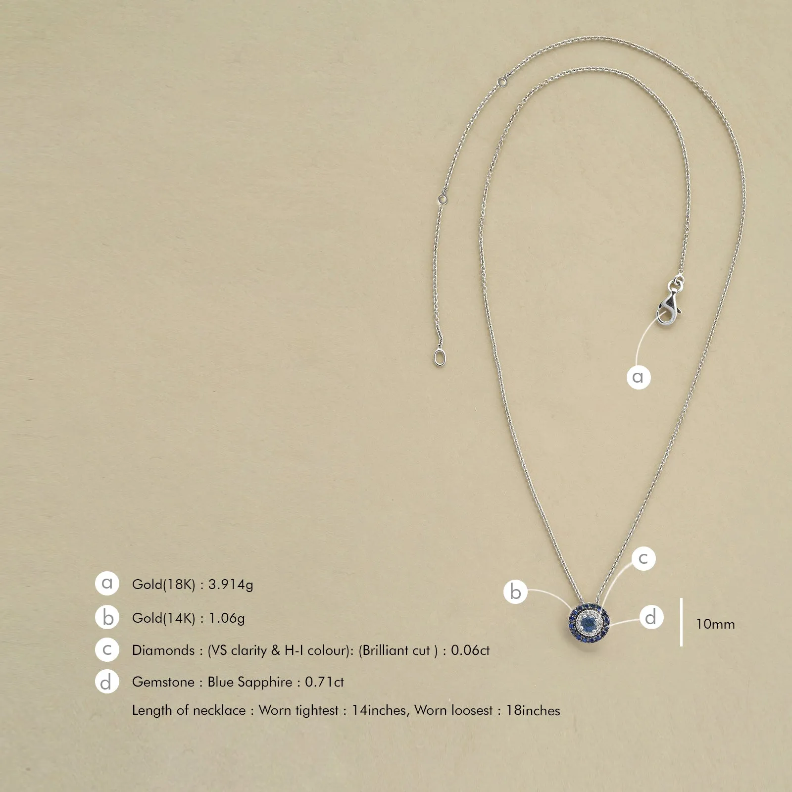 Azure Sapphire Pendant Necklace sold by Vibe With Moi product image thumbnail 4