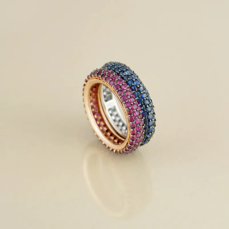 Ella Ruby & Blue Sapphire Ring Set sold by Vibe With Moi
