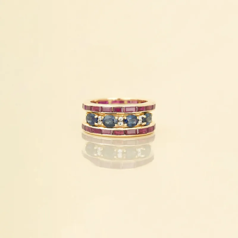 Jessica Blue Sapphire & Ruby Ring Set sold by Vibe With Moi