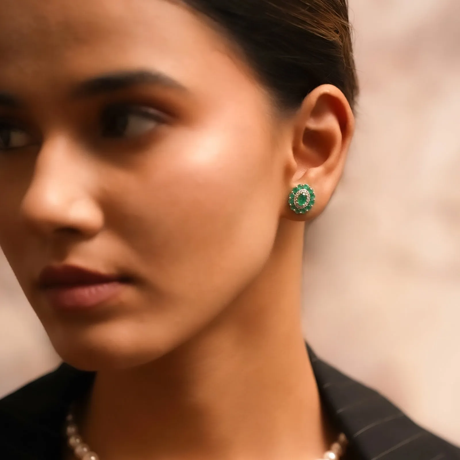 Azure Emerald Ear Studs sold by Vibe With Moi product image thumbnail 2