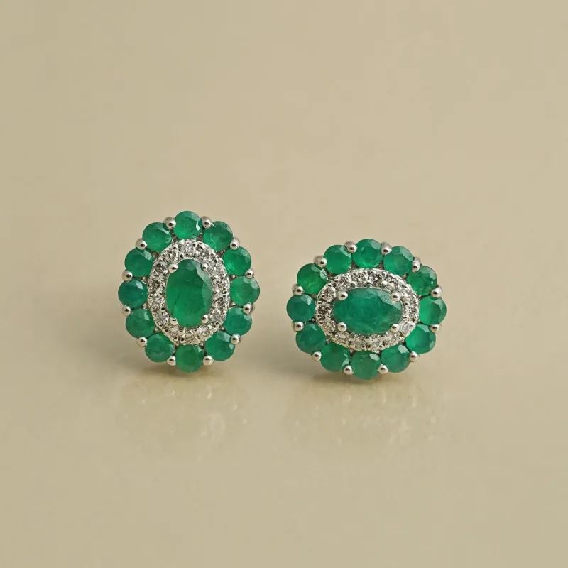 Azure Emerald Ear Studs sold by Vibe With Moi