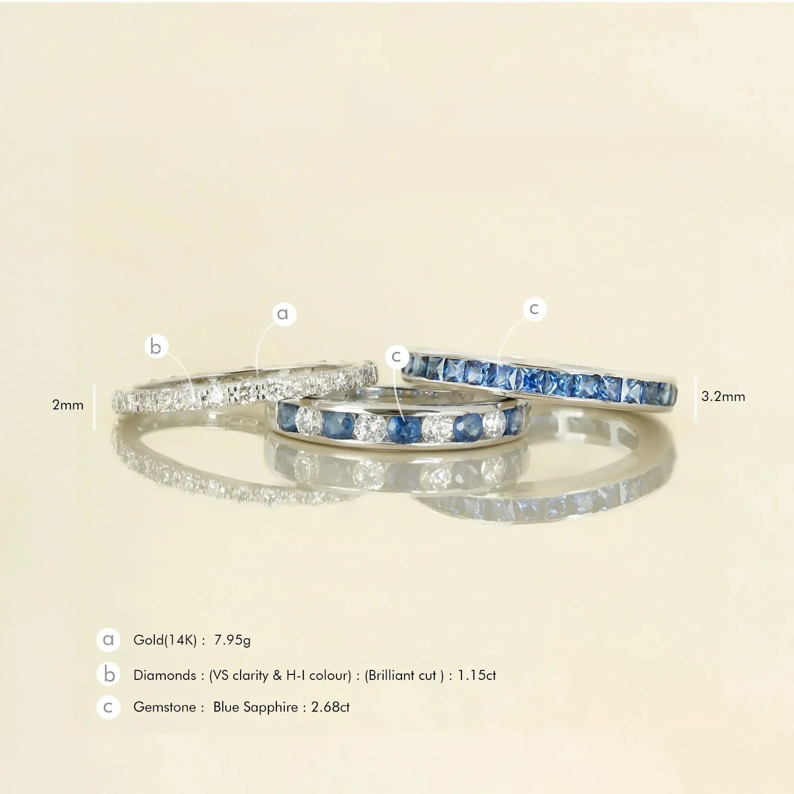 Stella Blue Sapphire Ring Set sold by Vibe With Moi product image thumbnail 4