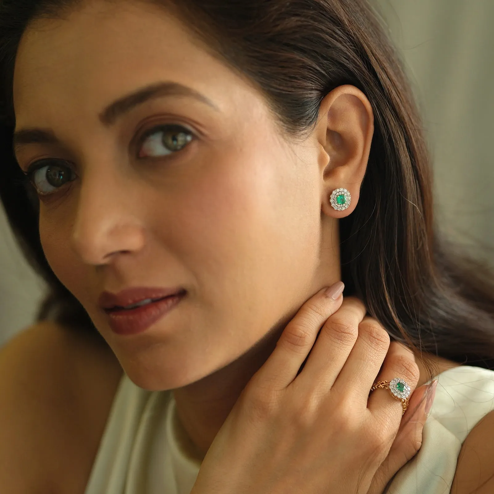 Carmen Emerald Ear Studs sold by Vibe With Moi product image thumbnail 2