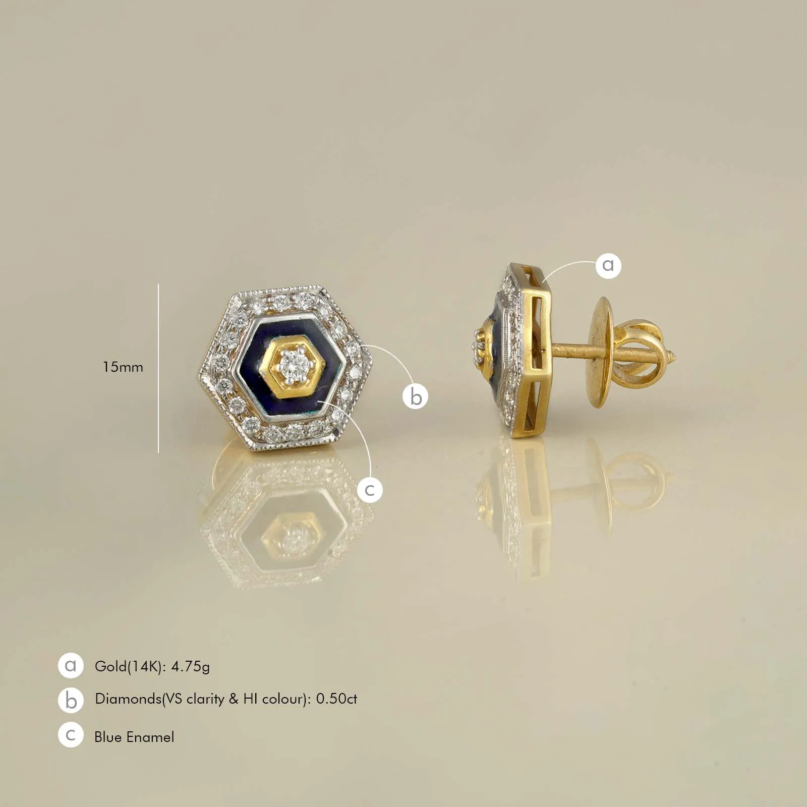 Hexa Enamel Ear Studs sold by Vibe With Moi product image thumbnail 3