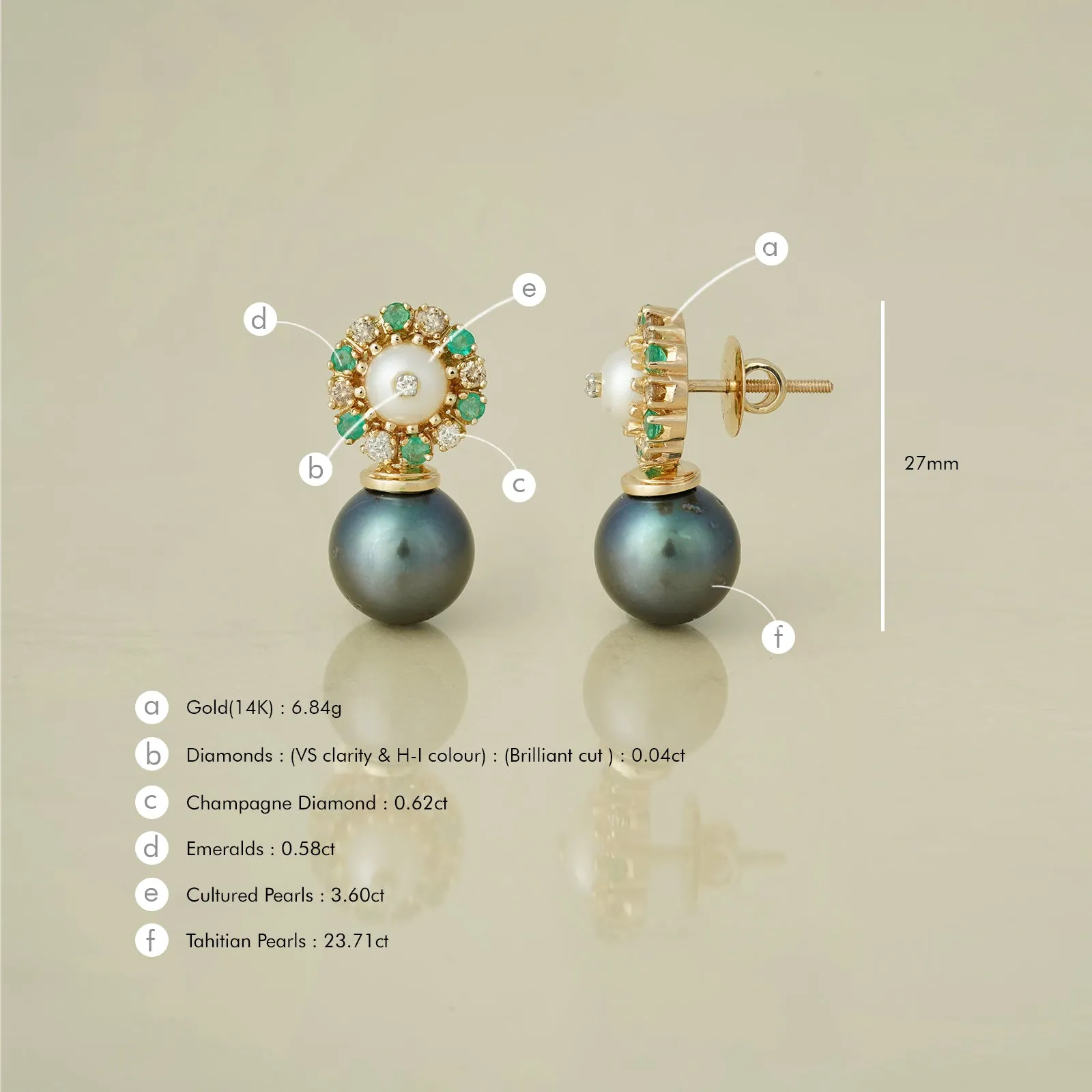 Jackie Tahitian Pearl Drop Earrings sold by Vibe With Moi product image thumbnail 4