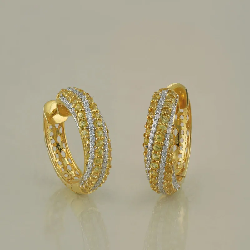 Susan Yellow Sapphire Mini Hoops sold by Vibe With Moi