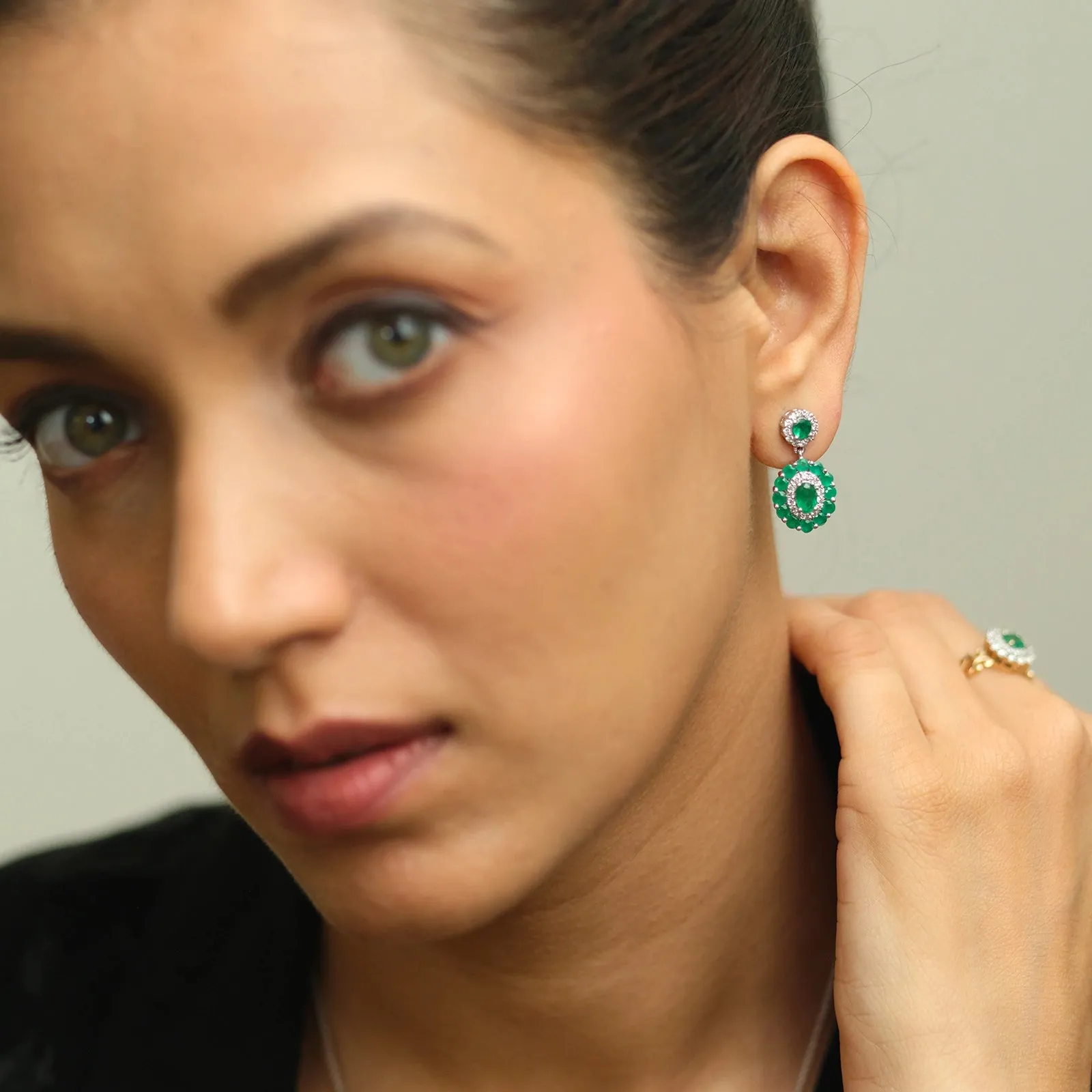 Azure Emerald Drop Earrings sold by Vibe With Moi product image thumbnail 2