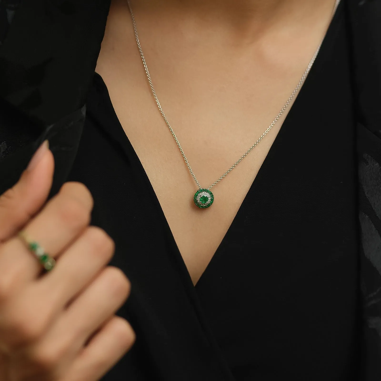 Azure Emerald Pendant Necklace sold by Vibe With Moi product image thumbnail 3