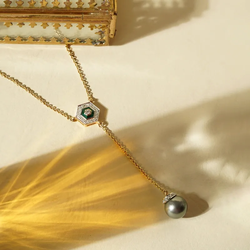 Hexa Tahitian Pearl Lariat Necklace sold by Vibe With Moi