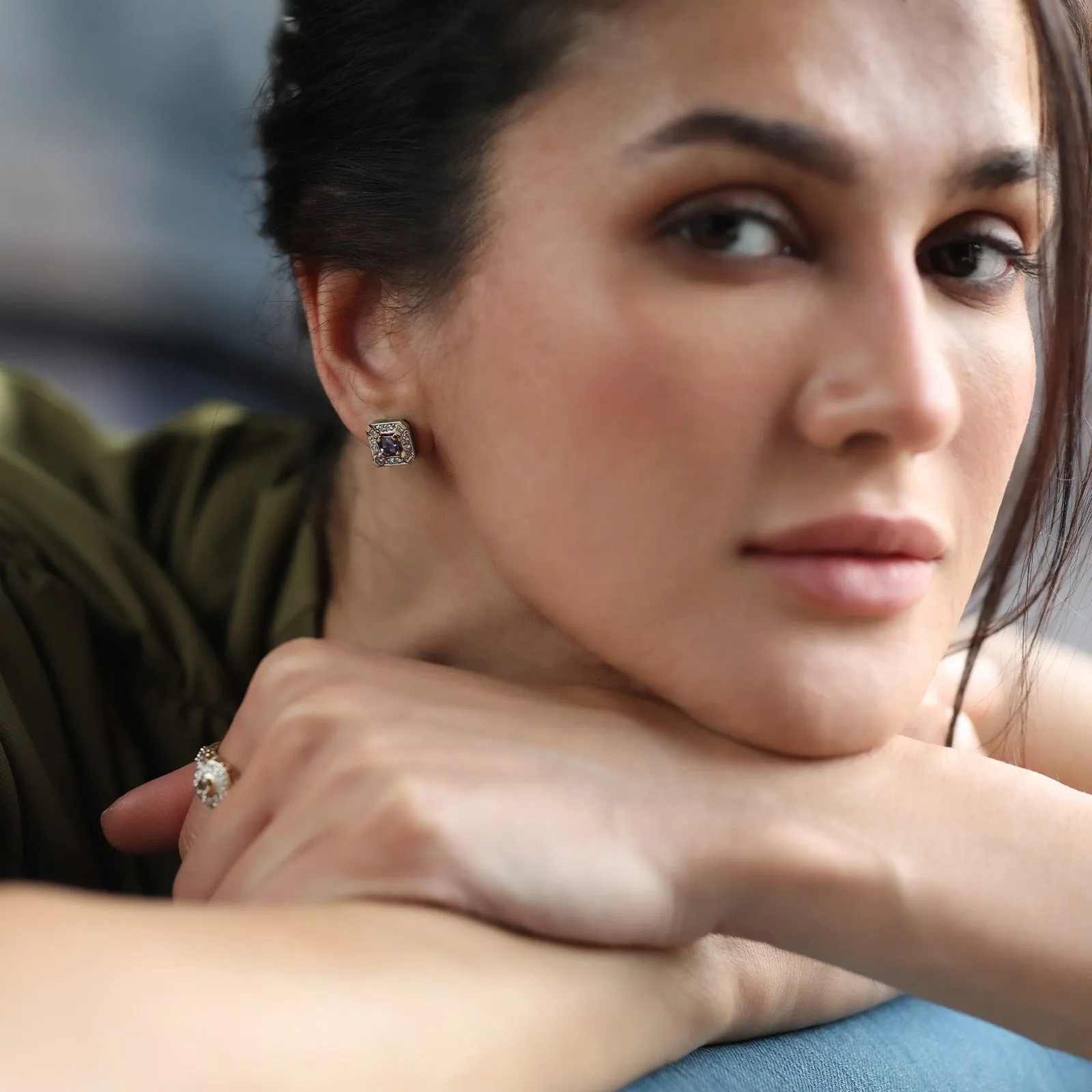 Nizam Tanzanite Ear Studs sold by Vibe With Moi product image thumbnail 2