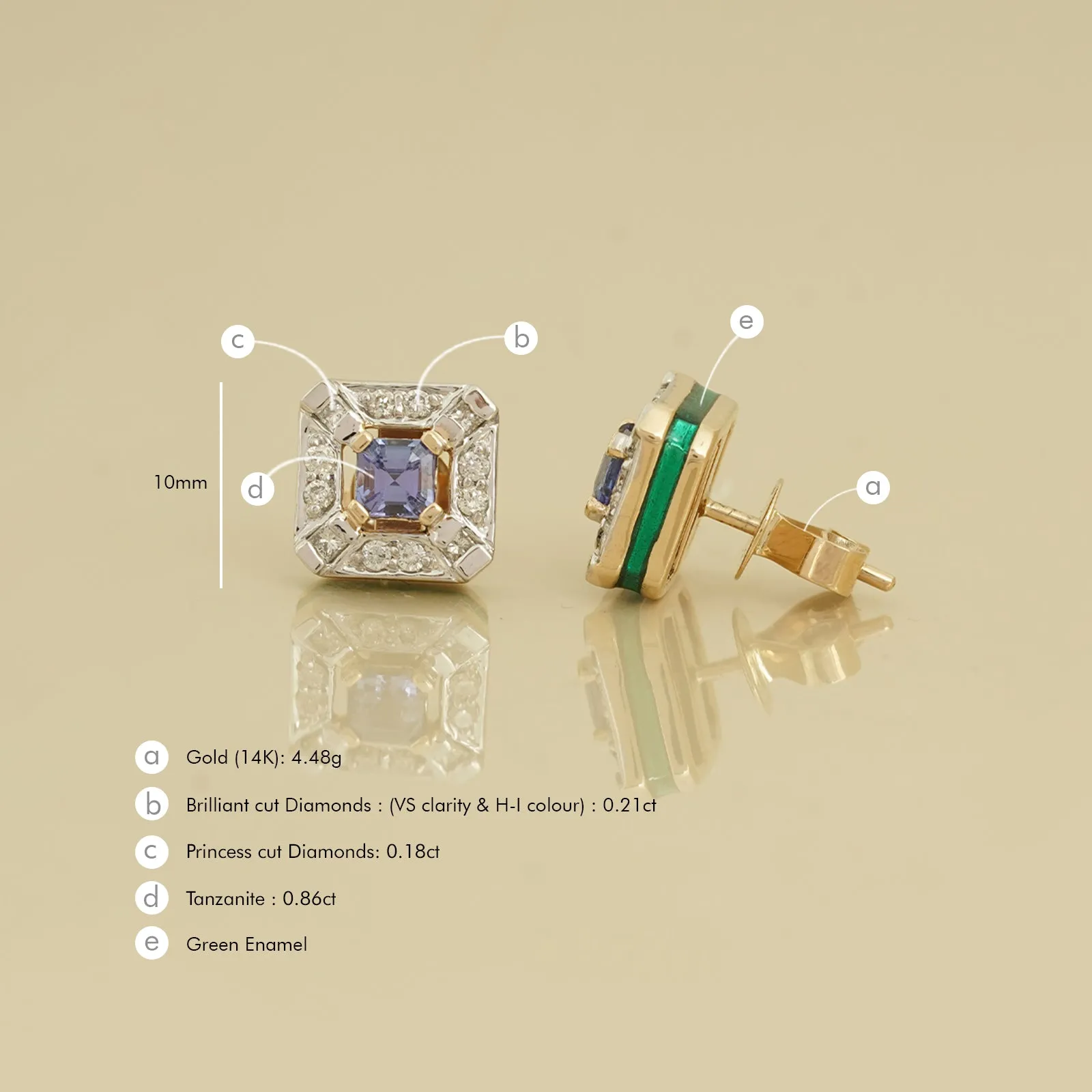 Nizam Tanzanite Ear Studs sold by Vibe With Moi product image thumbnail 4
