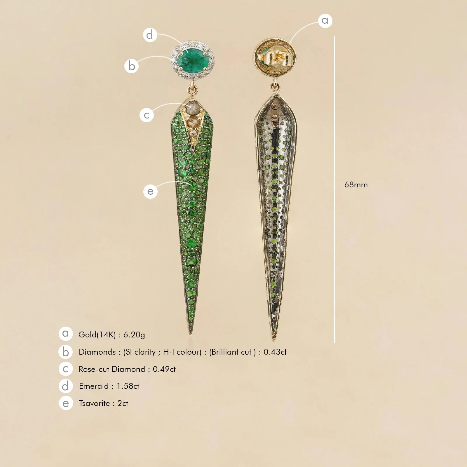 Rosa Emerald Tsavorite Earrings sold by Vibe With Moi product image thumbnail 4