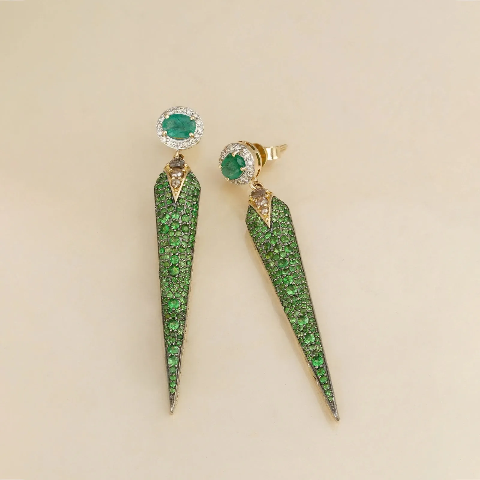 Rosa Emerald Tsavorite Earrings sold by Vibe With Moi product image thumbnail 3