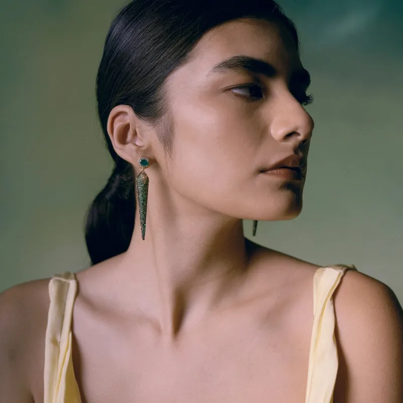 Rosa Emerald Tsavorite Earrings sold by Vibe With Moi
