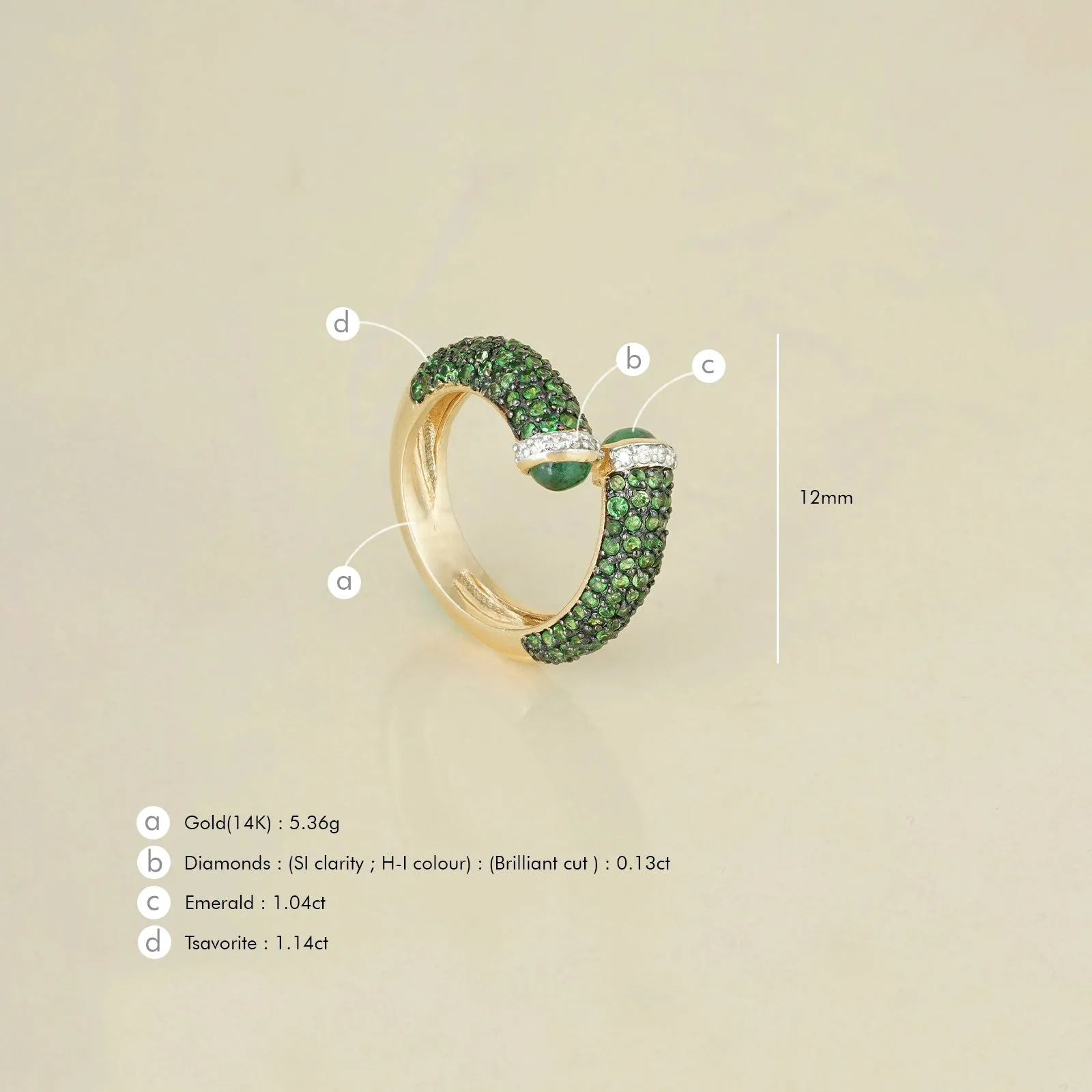 Rosa Emerald Tsavorite Ring sold by Vibe With Moi product image thumbnail 4