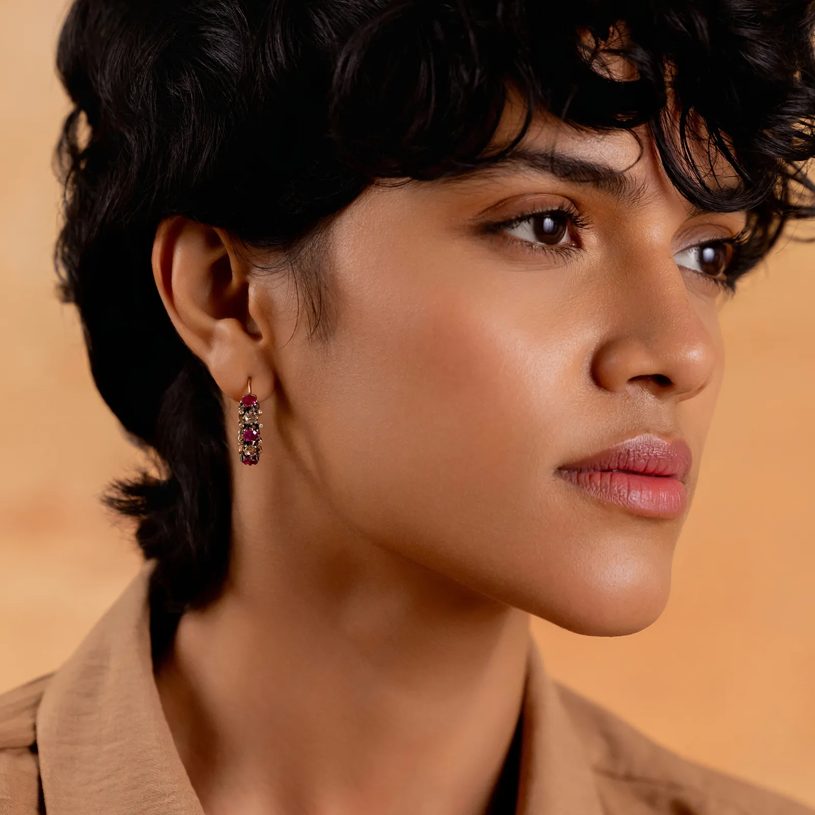 Rumi Ruby Hoop Earrings sold by Vibe With Moi product image thumbnail 4