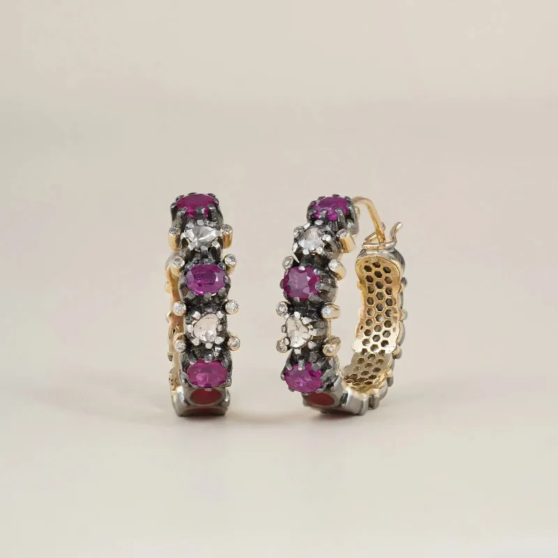 Rumi Ruby Hoop Earrings made by Vibe With Moi
