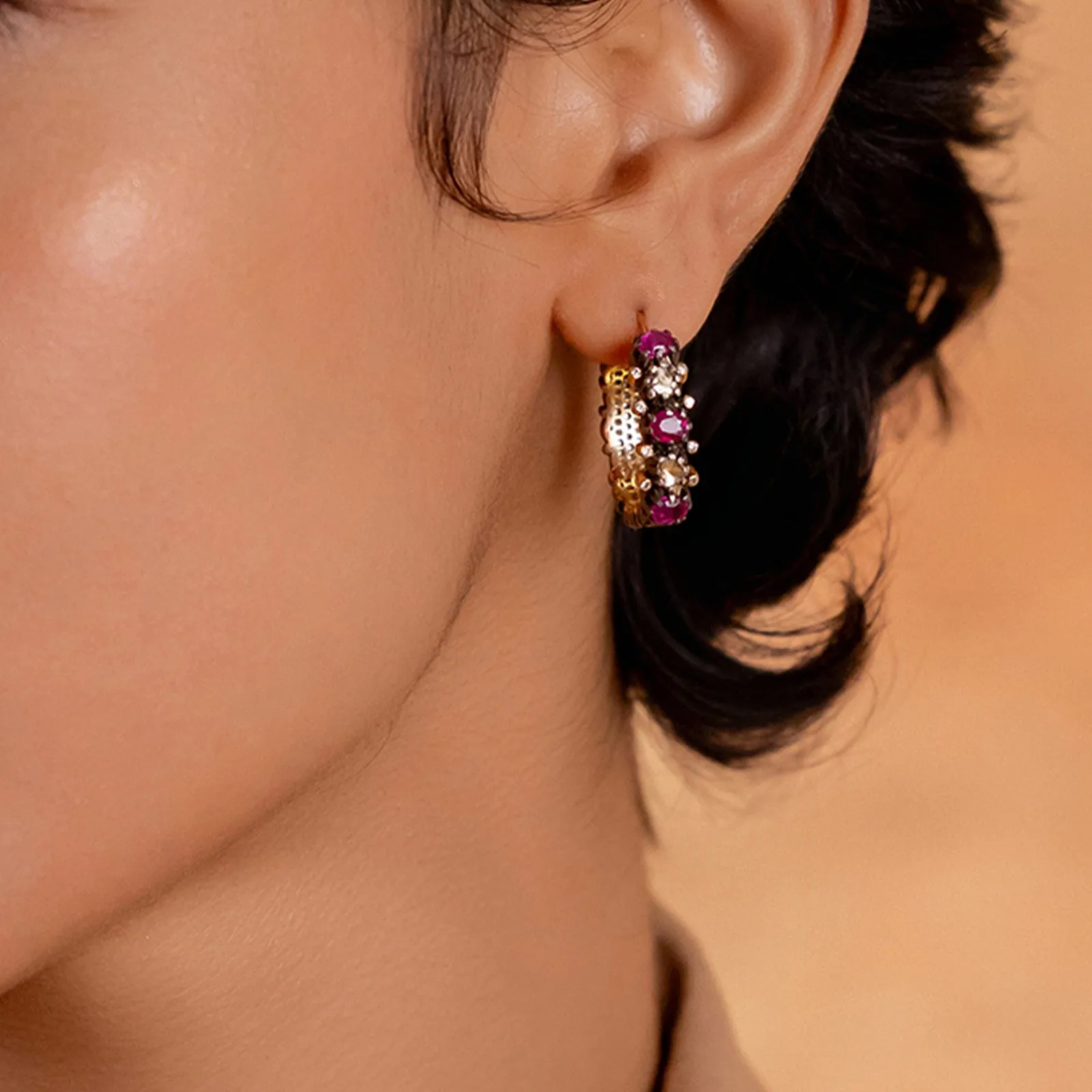 Rumi Ruby Hoop Earrings sold by Vibe With Moi product image thumbnail 2