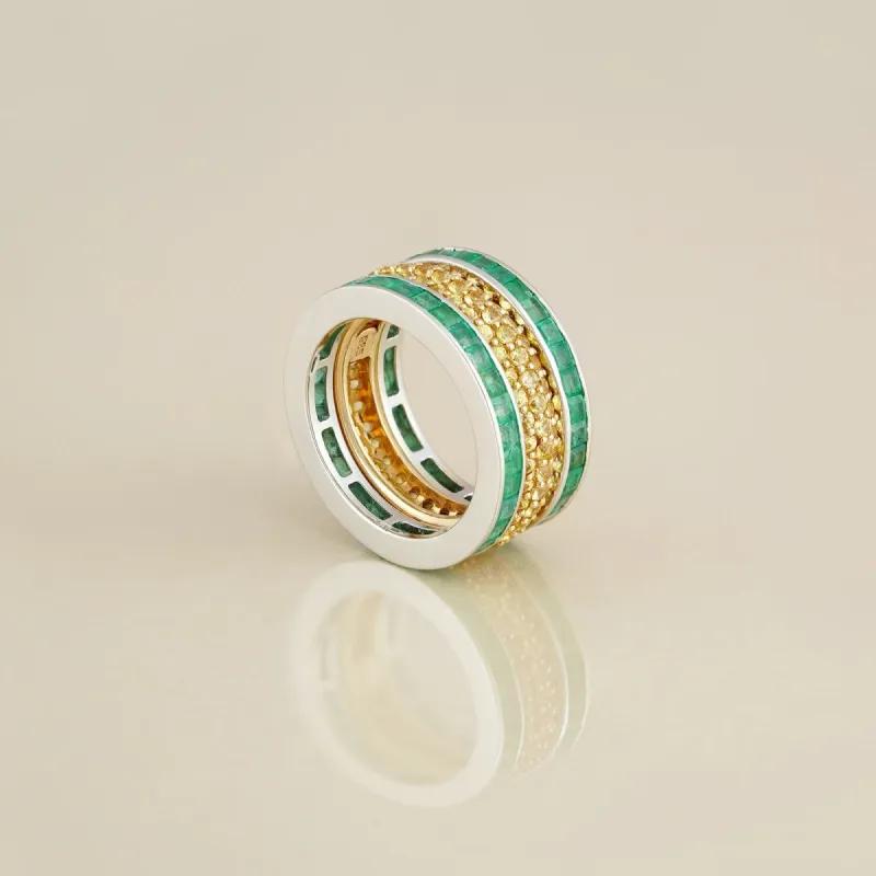 Mila Emerald & Yellow Sapphire Ring set sold by Vibe With Moi