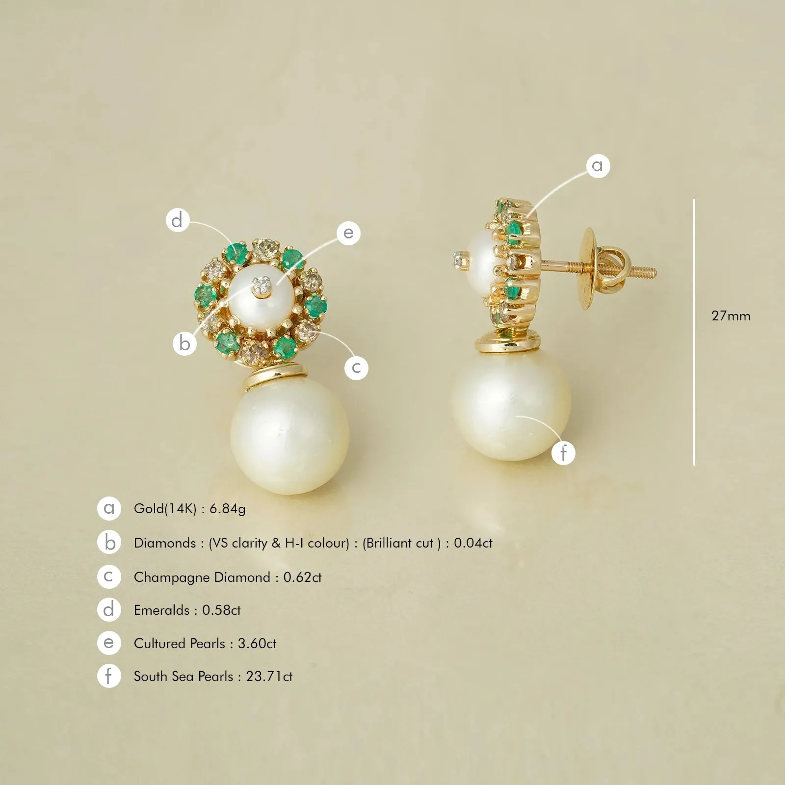 Jackie South Sea Pearl Drop Earrings sold by Vibe With Moi product image thumbnail 5