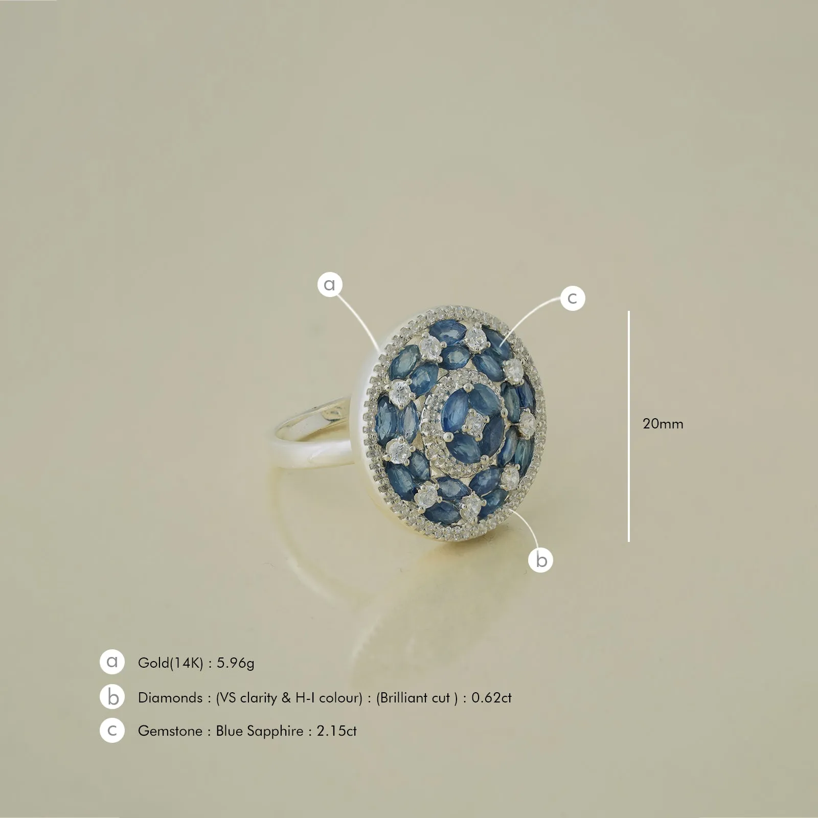 Phoebe Blue Sapphire Cocktail Ring sold by Vibe With Moi product image thumbnail 4