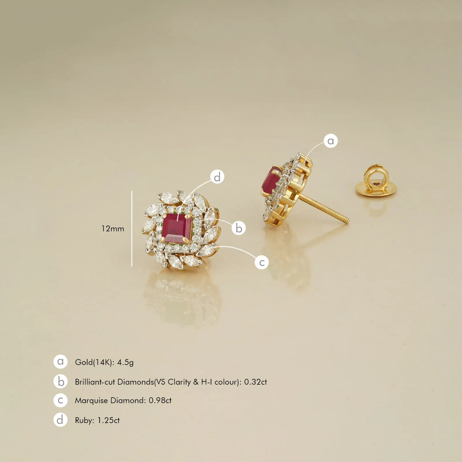 Eden Ruby Ear Studs sold by Vibe With Moi product image thumbnail 3