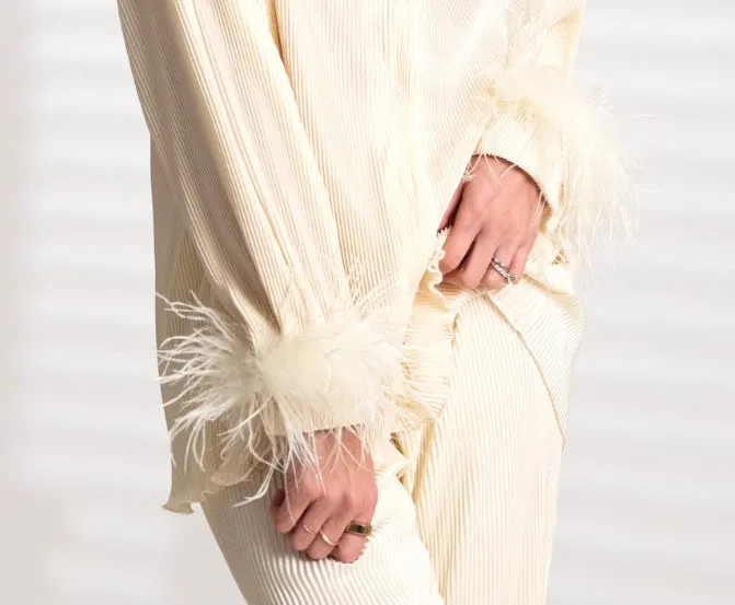 Ivory Detachable Feather Cuffs (Set of 2) sold by waverles